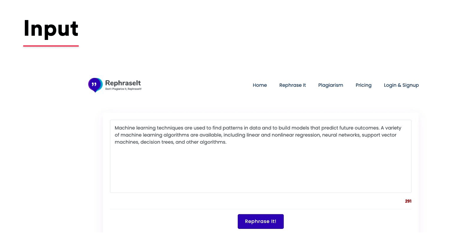 NLP-Driven Content Rephrasing & Plagiarism Detection Platform - User Interface